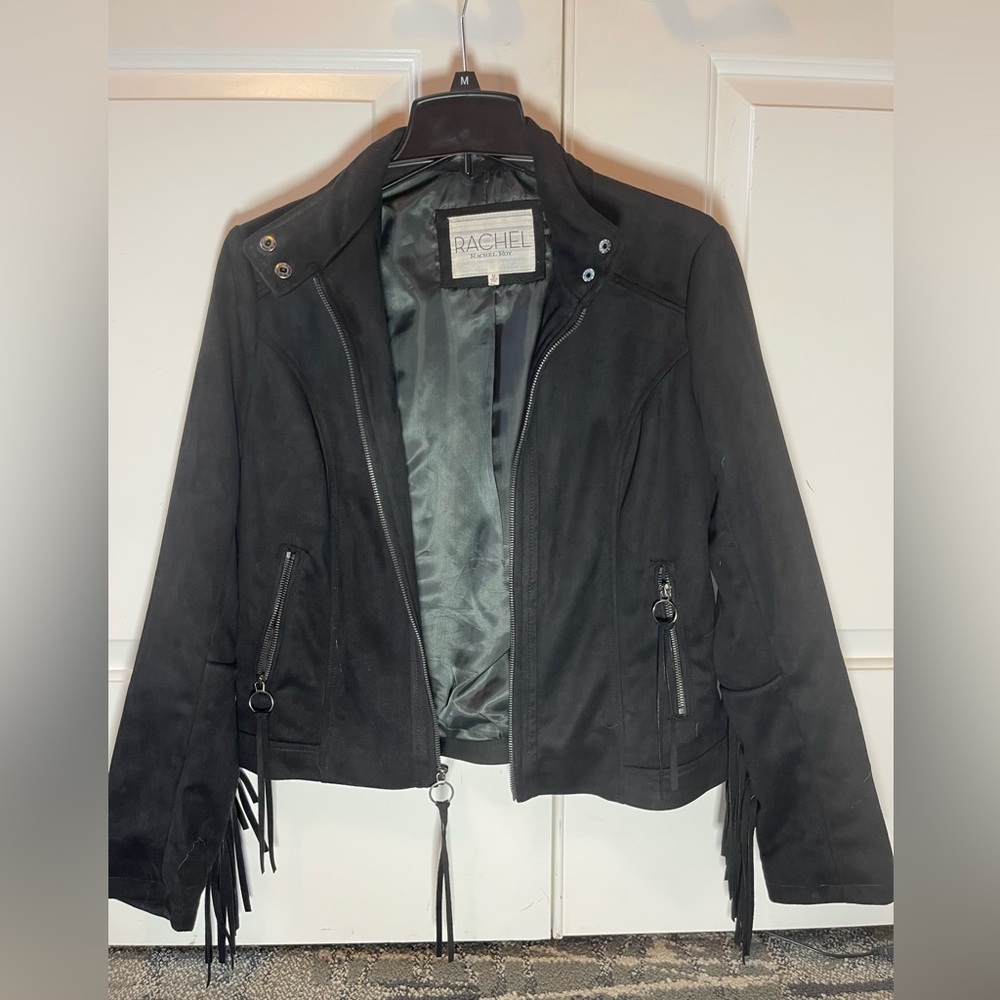 Rachel Roy Fringe suede black jacket